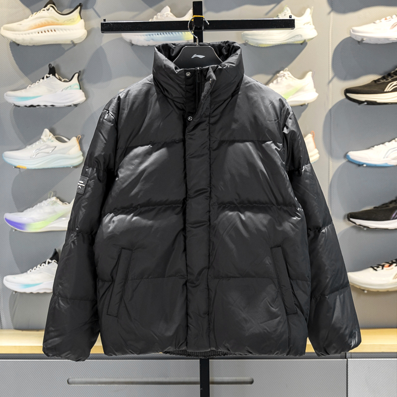 李宁羽绒服男子短款80%鸭绒保暖