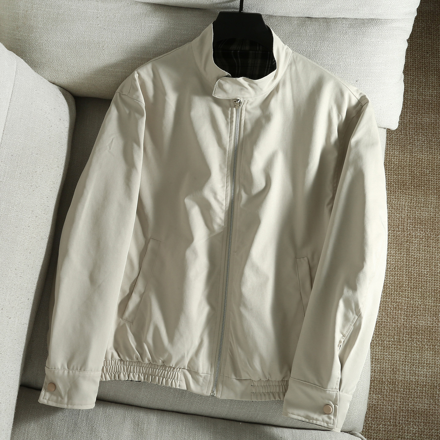 双面穿！外贸男装出口单复古格纹哈灵顿夹克潮牌宽松工装休闲外套,男装,夹克,淘宝优惠券,粉丝福利购,淘宝优惠卷