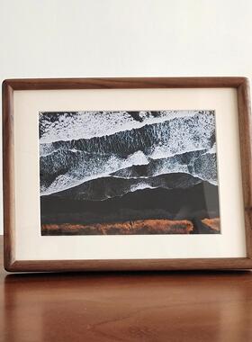 实木画框黑胡桃木榫卯圆角相框摆台柚木框 6 7 8 10寸a4可洗照片