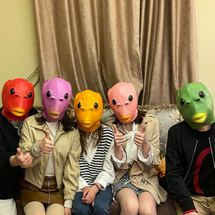 抖音同款沙雕怪怪鱼面具万圣节鱼类舞会绿鱼搞笑头套动物演出