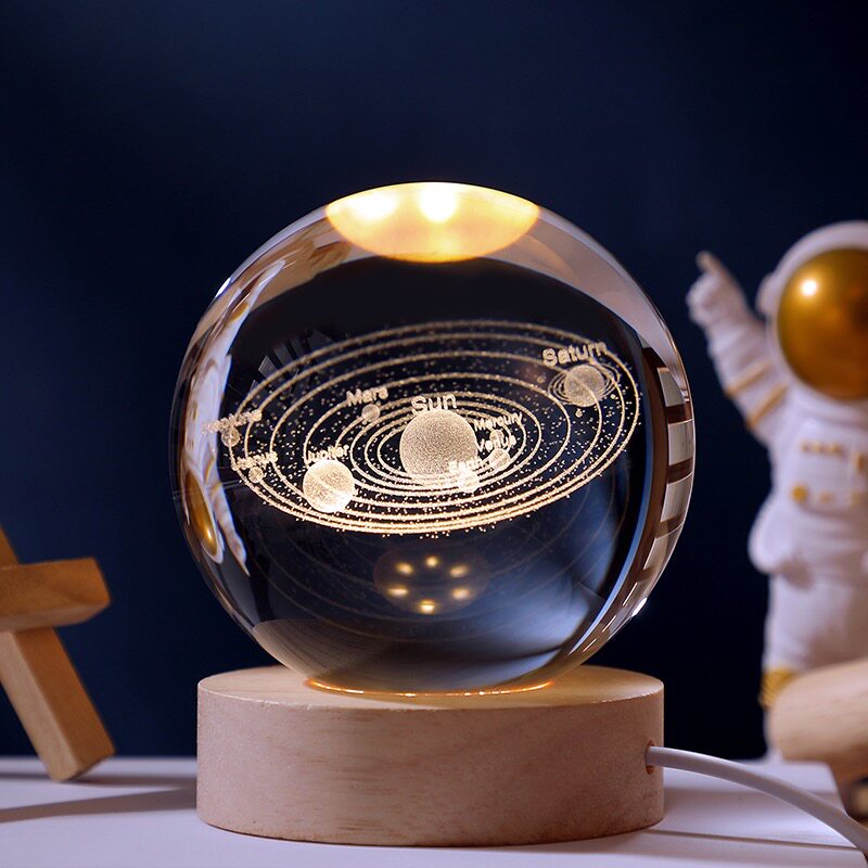 发光太阳系星空水晶球小夜灯摆件玻璃球生日礼物女生男伴手礼毕业
