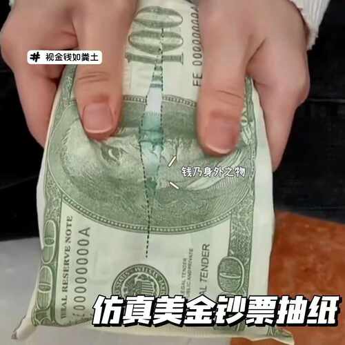 小红书同款真美金钞票抽纸四层加厚彩色印花餐巾纸创意美刀抽纸