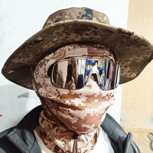 迷彩圆边奔尼帽登山钓鱼帽户外遮阳渔夫帽可折叠采茶帽军迷战术帽