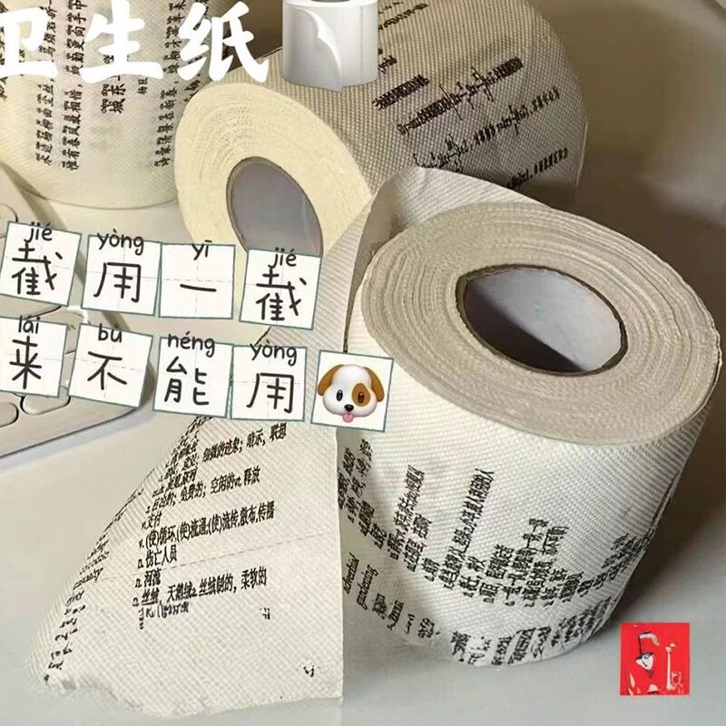 学霸厕纸纸巾背单词英文印花卷纸初中英语单词卫生纸卷筒纸高中