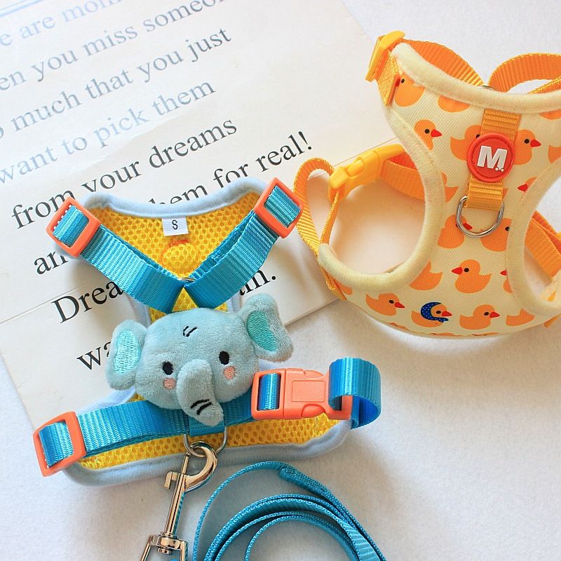 猫咪牵引绳高颜值防挣脱外出专用小黄鸭牵引绳遛狗牵引绳遛猫绳子