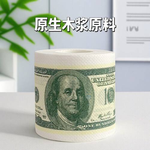 创意搞怪整蛊笑印花美金美元钞欧元卫生卷筒纸巾擦嘴擦手厕所加厚