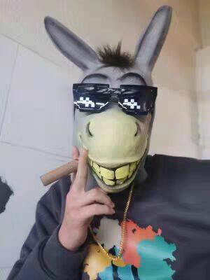 抖音直播毛驴头套鱼头套可爱面