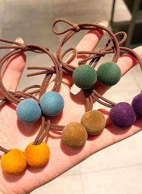 韩版ins同款植绒球球发圈可爱少女马尾丸子头绳高弹力扎发皮筋女