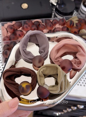 豹纹磨砂圆球发圈 高弹力毛巾圈不缠发头绳无接缝加粗面膜肠圈