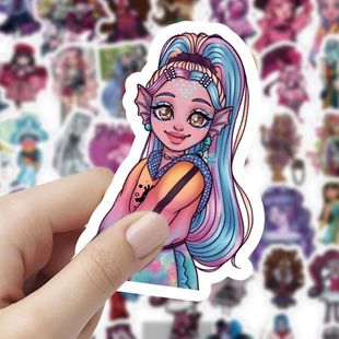 120张魔幻动漫精灵高中怪物贴纸行李箱手机壳电脑装饰手账贴画