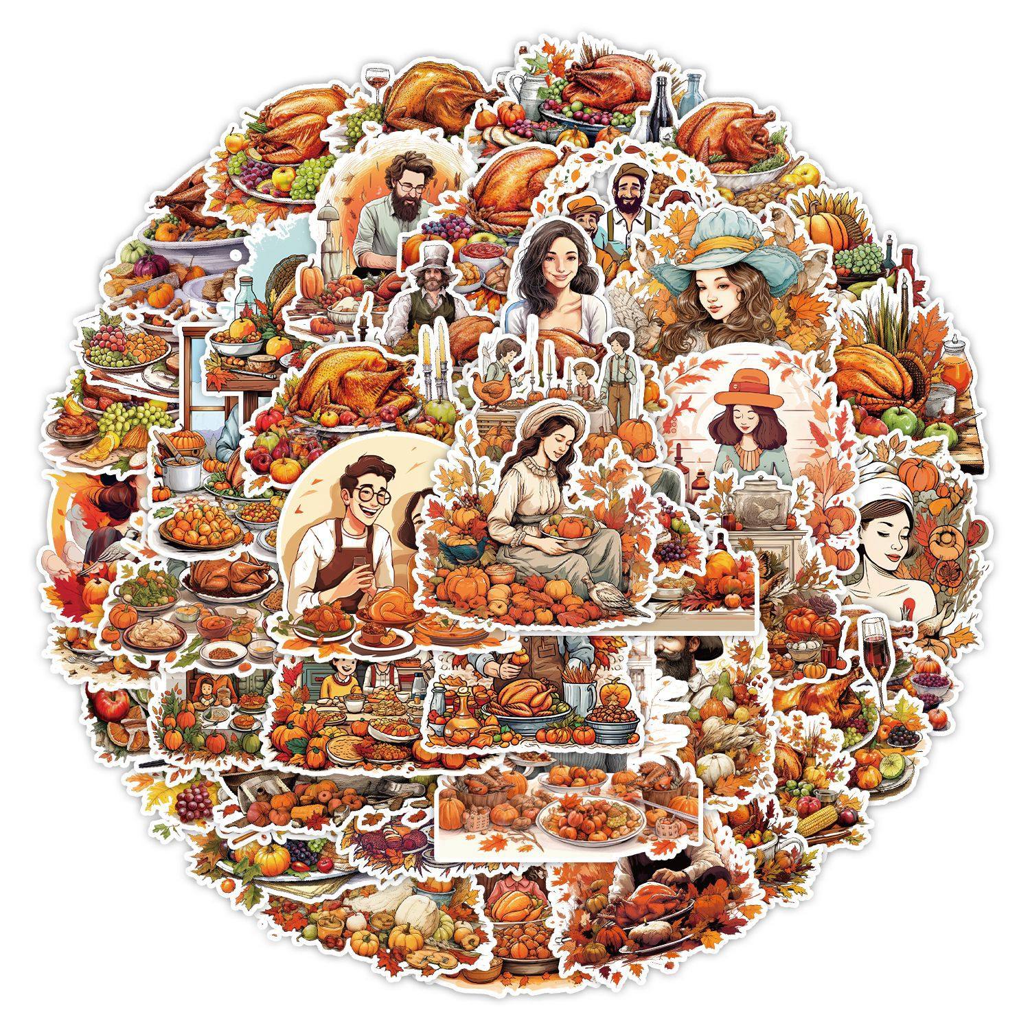 50张感恩节涂鸦贴纸汽车手机水杯装饰贴画防水创意卡通文具贴纸,文具电教/文化用品/商务用品,贴纸/立体贴纸,淘宝优惠券,粉丝福利购,淘宝优惠卷