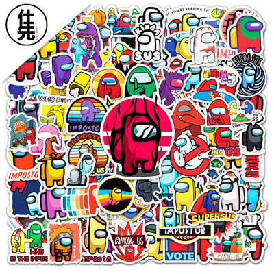 100张游戏Among Us卡通涂鸦创意行李箱笔记本电脑滑板车防水贴纸