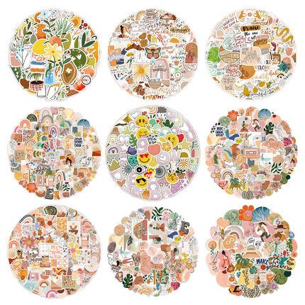 50张热卖款式波西米亚贴纸合集 DIY创意手帐书桌电脑笔记本水杯