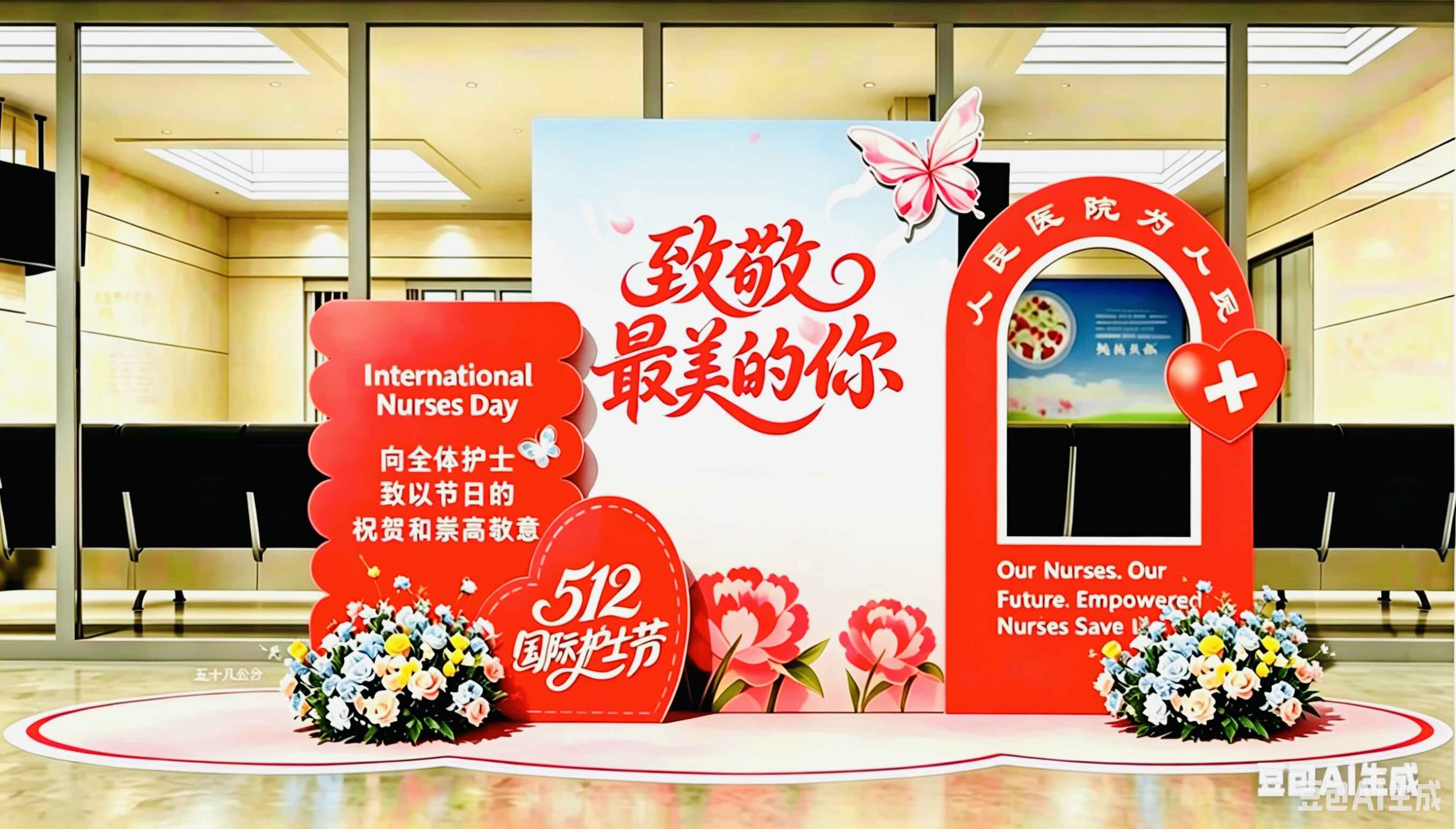 北京上门国际护士节场景布置kt板医院科室气球美陈道具摆件背景墙