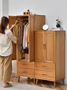 实木儿童衣柜卧室储物柜原木收纳柜简约现代小户型整装40cm窄衣橱