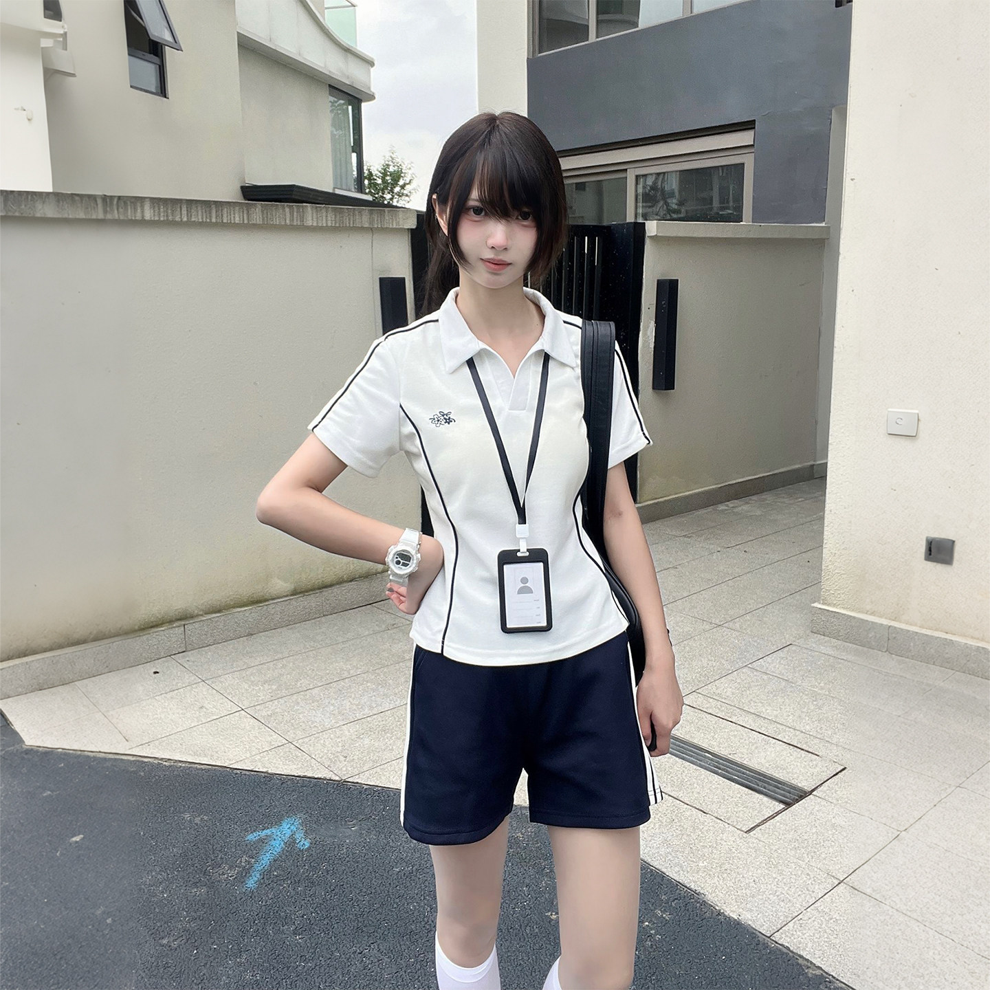 原创jk体操服【星屿学院】学院风制服夏季休闲运动服上衣短裤套装