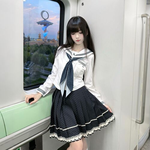 日系JK水手服女秋季长袖百褶套装