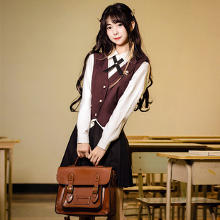 jk马甲背心秋冬季原创正版衬衫制服马夹开衫外套女韩系学院风套装