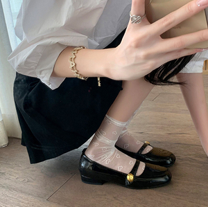 羊皮版~小金扣真皮平底鞋玛丽珍鞋圆头单鞋女一字扣带乐福小皮鞋