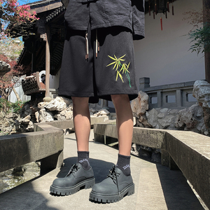 A107-DK6028-特P30 夏季新品菠萝格舒适透气新中式男百搭潮牌短裤图片