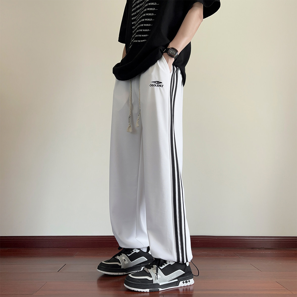 夏季ins清凉（冰丝质感）薄款透气休闲百搭长裤A107-CK9099-特P38,男装休闲裤,电商A107