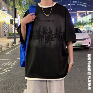 菠萝格重磅280克美式印花设计潮百搭男士T恤 A107-TX2405-特P30图片