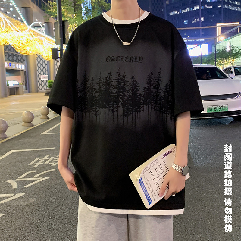 菠萝格重磅280克美式印花设计潮百搭男士T恤A107-TX2405-特P30,男装T恤,电商A107