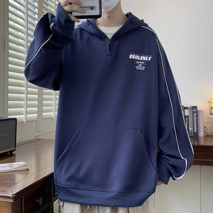 W3002-特P60 秋季2026新款华棉休闲百搭卫衣潮流男士港风连帽卫衣图片