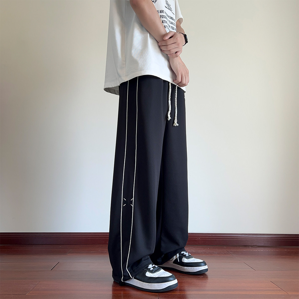 夏季垂感冰丝薄款宽松直筒阔腿裤百搭休闲长裤A107-CK9098-特P39,男装休闲裤,电商A107