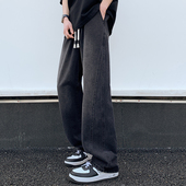 NZ006 秋冬季 特P35 男设计感潮拖地长裤 A107 美式 水洗阔腿牛仔裤