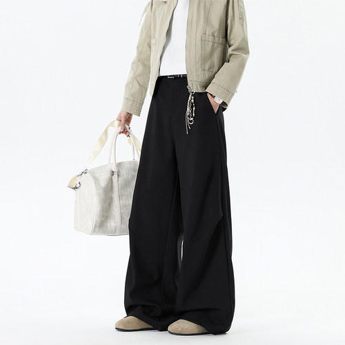 简约老钱风褶皱分割阔腿长裤痞帅 无影墙 CK261015-特P45