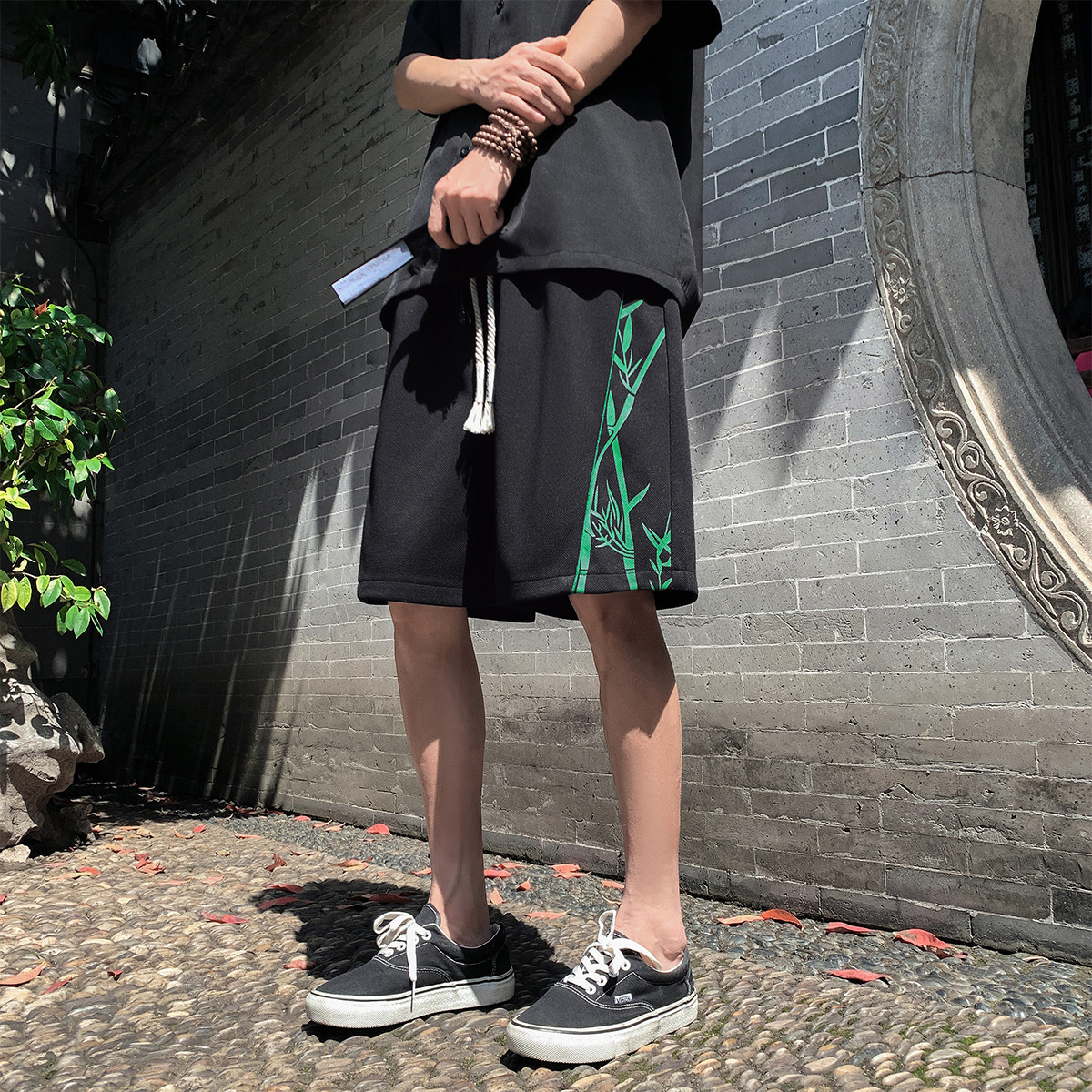 新中式夏季2024菠萝格舒适透气短裤男百搭潮牌A107-DK6027-特P32,男装牛仔裤,电商A107