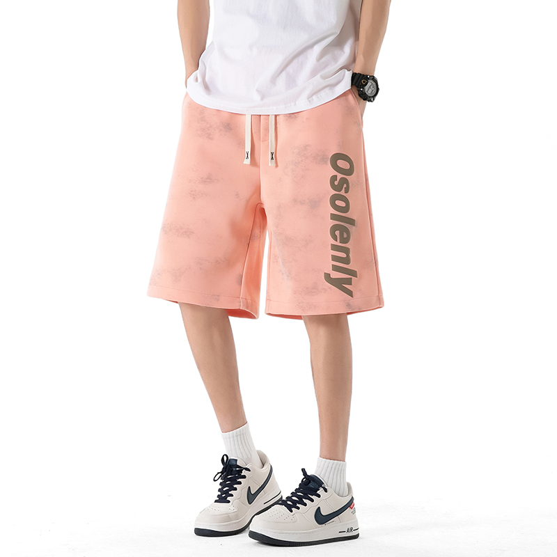 凉感透气休闲短裤男夏季宽松百搭扎染短裤A107-DK25603-特P28，男装牛仔裤，电商A107