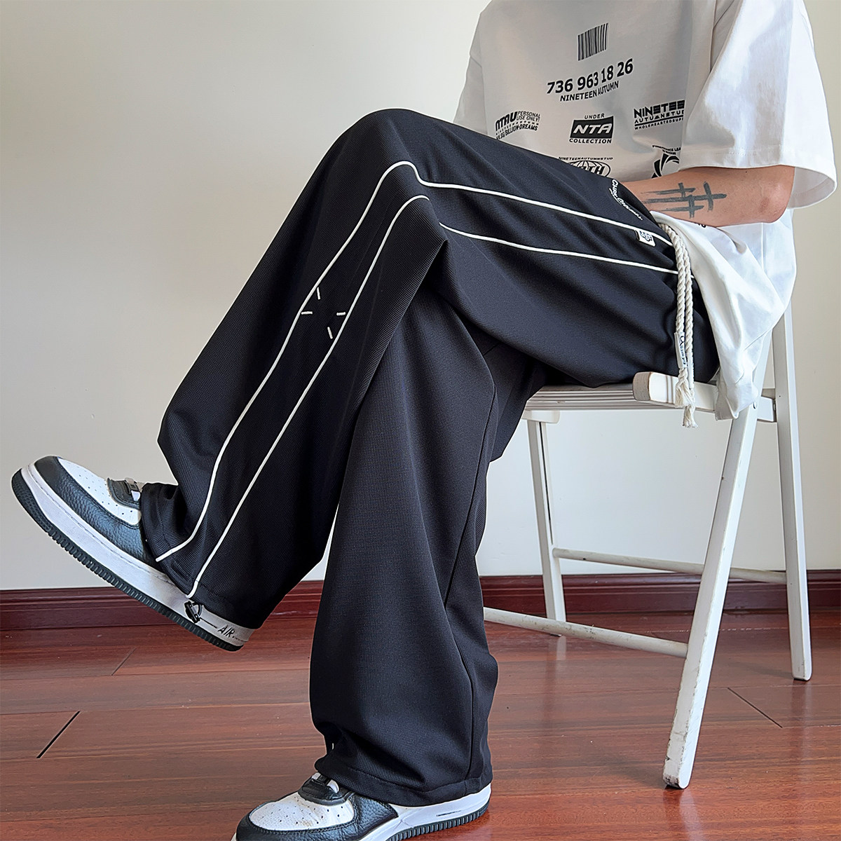 夏季垂感冰丝薄款宽松直筒阔腿裤百搭休闲长裤A107-CK9098-特P39,男装休闲裤,电商A107