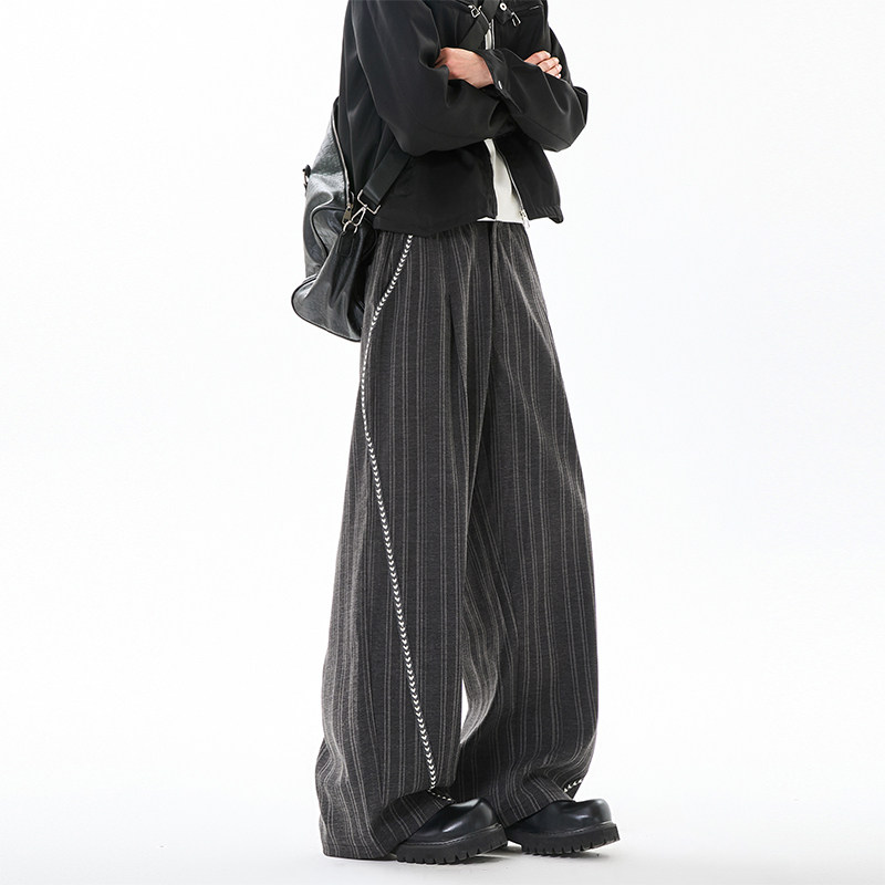 2026春季新品条纹复古风宽松阔腿拖地裤CK26108-特P48，男装休闲裤，电商A107