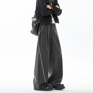 2026春季新品 条纹复古风宽松阔腿拖地裤 CK26108-特P48，男装休闲裤，电商A107