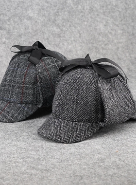 VISON 英伦猎鹿帽福尔摩斯侦探帽神探夏洛特双沿帽子鸭舌帽男女潮