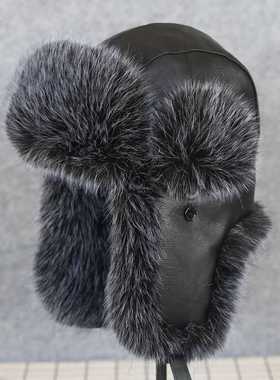 VISON加厚雷锋帽男女冬季户外保暖防寒防风毛绒护耳狗皮PU皮帽子