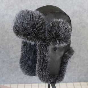 VISON加厚雷锋帽男女冬季户外保暖防寒防风毛绒护耳狗皮PU皮帽子