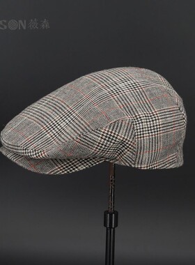 VISON 英伦复古鸭舌帽前进帽文艺女帽户外鸭嘴帽男格子休闲帽潮