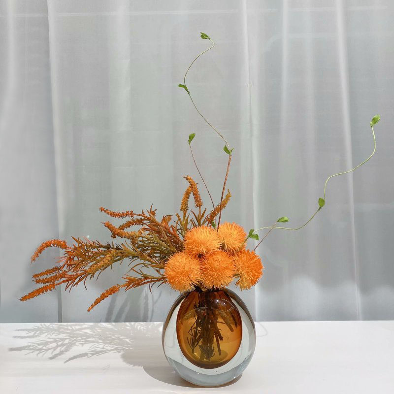 现代简约橘色装饰桌花轻奢样板房客厅茶几软装成品仿真假花卉摆件,家居饰品,仿真花/假花,淘宝优惠券,粉丝福利购,淘宝优惠卷