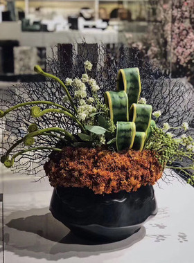 中式仿真橙色野果子浆果玄关博古架墙柜售楼处洽谈桌前台桌面摆件