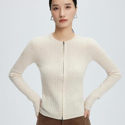 baby小山羊绒开衫双拉链圆领毛衣