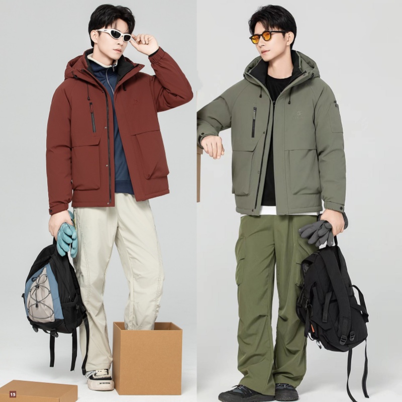 2025新款男装活面脱卸款羽绒服九成品Y5708男衣皮壳翻新定制加工