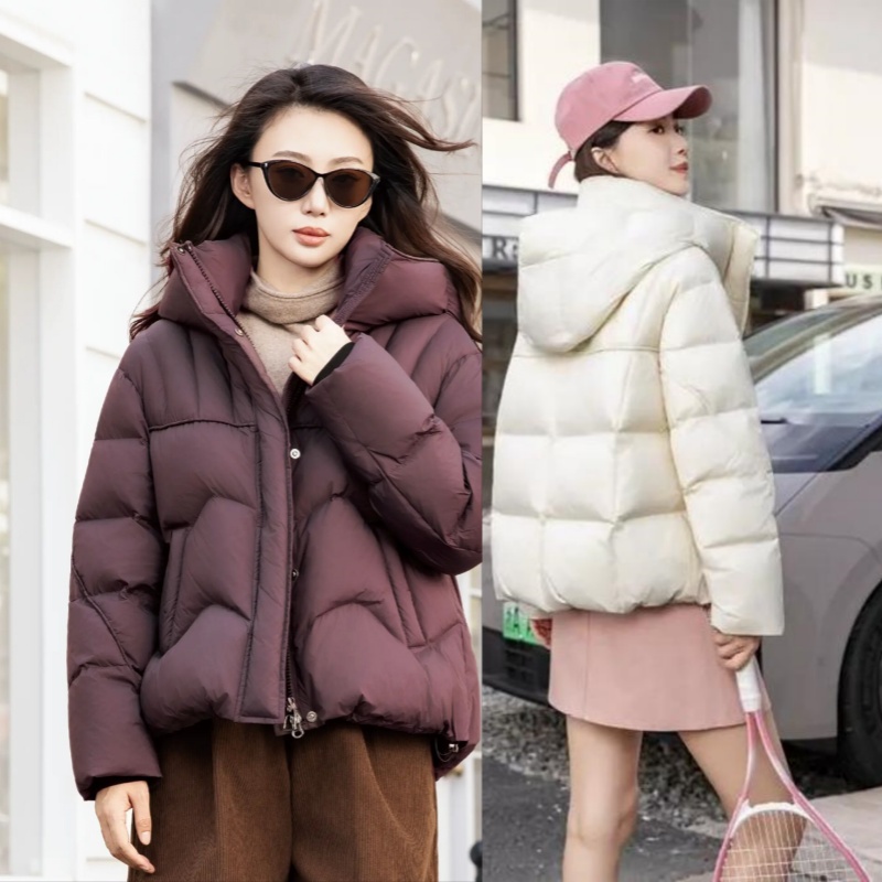 2025款女休闲宽松短款羽绒服九成品T22董半成品定制翻新加厚加工