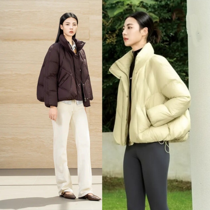 2025款女休闲宽松短款羽绒服九成品6833半成品乔定制翻新加厚加工