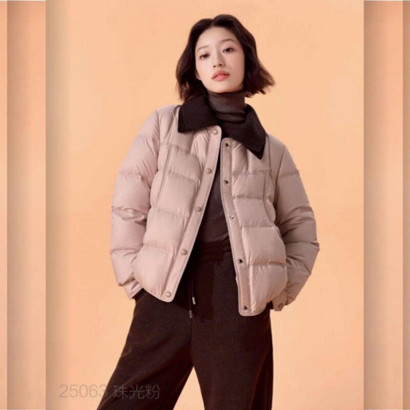 2025款女休闲宽松短款羽绒服九成品L25063半成品定制翻新加厚加工