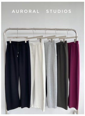 Auroral 弯刀男女休闲裤宽松直筒垂感裤子慵懒情侣拖地显瘦卫裤