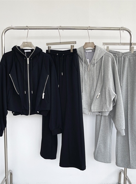 小众设计高级感连帽卫衣男秋冬季短款外套休闲套装上衣潮ins卫裤