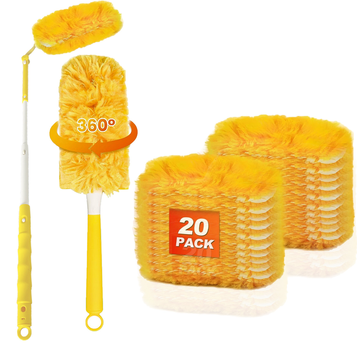 双面除尘掸适用于Swiffer的除尘掸头抗菌掸子360度圆头